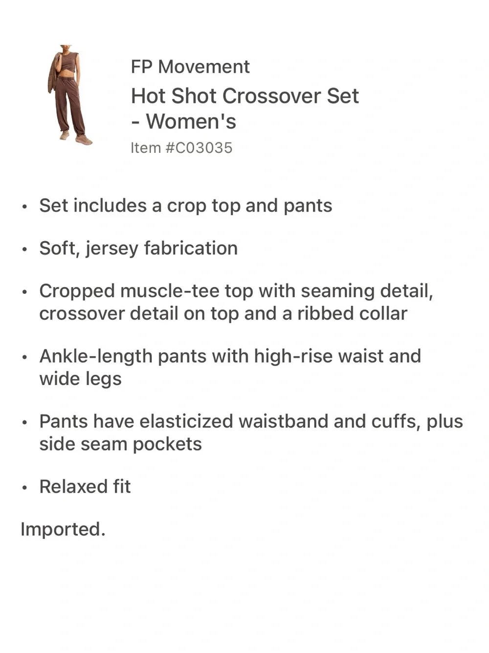 NWT FP Movement hot shot crossover set - Picture 5 of 6